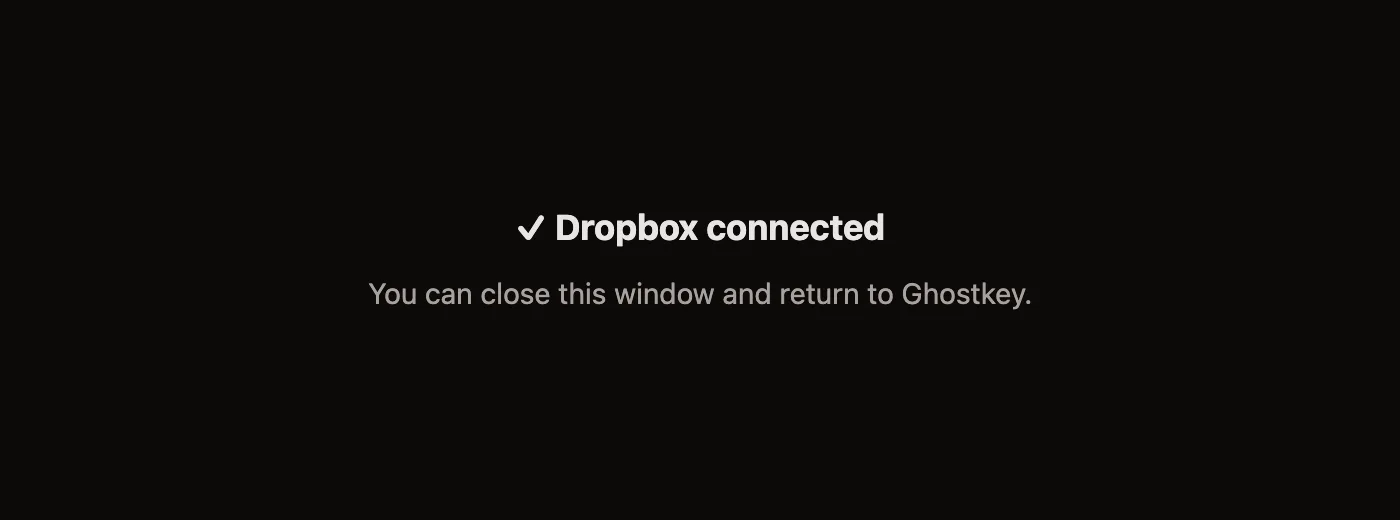 The page Dropbox sends you back to once you've approved Ghostkey