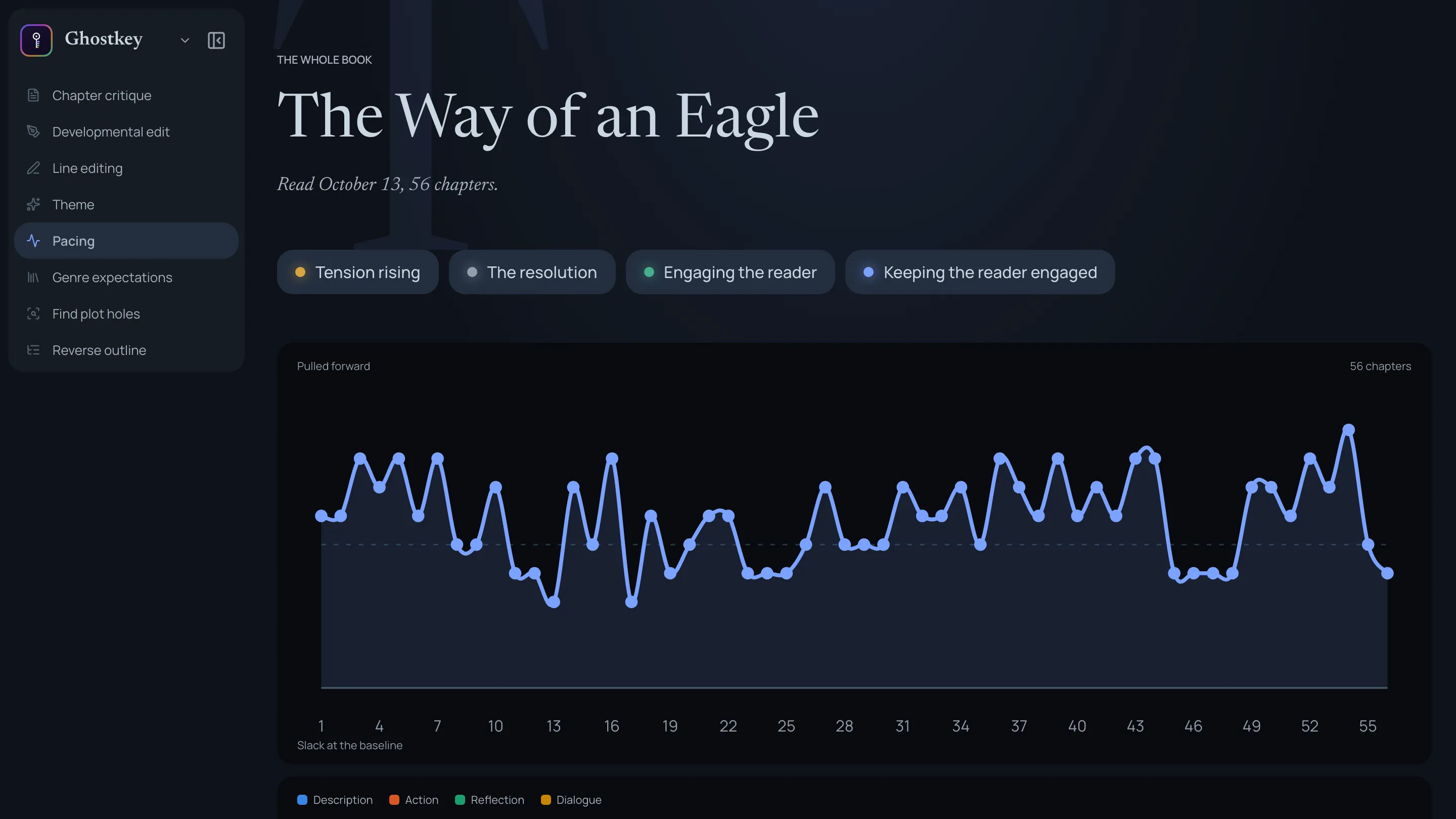 The pacing report: the wave, the overview, and the stretches under it